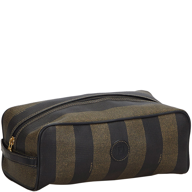 

Fendi Tobacco Pequin Pouch, Black