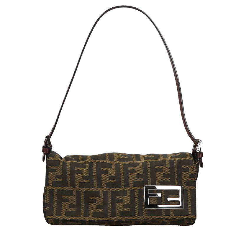 Pre Owned Fendi Brown Zucca Canvas Baguette