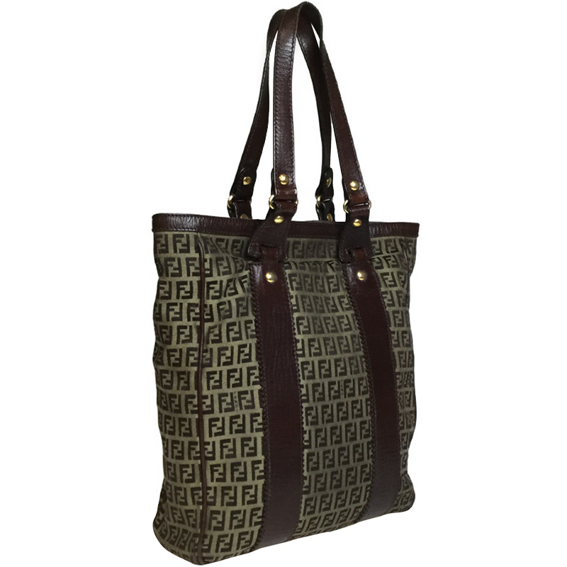 

Fendi Brown Zucchino Canvas and Leather Tote