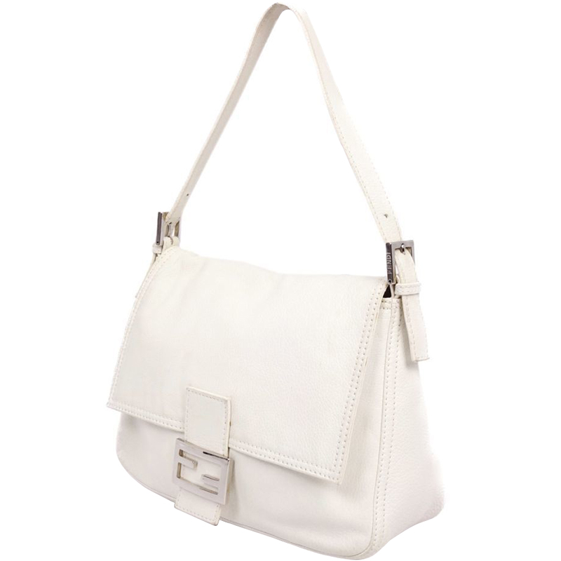 

Fendi White Leather Shoulder Bag