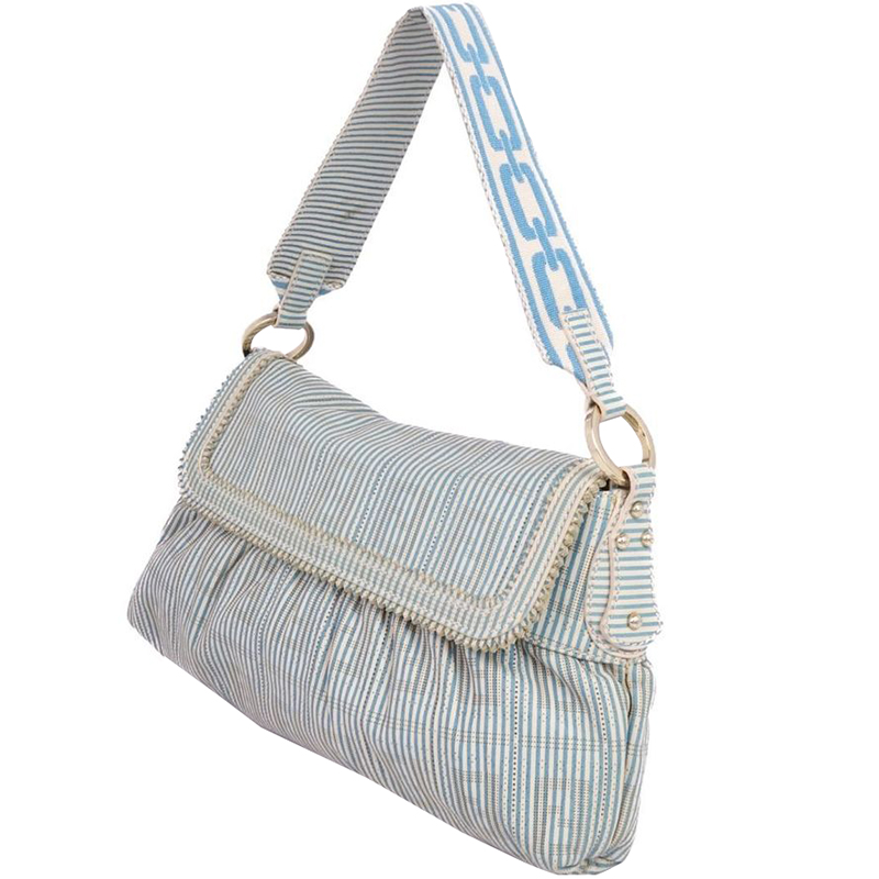

Fendi White/Blue Canvas Chef Shoulder Bag