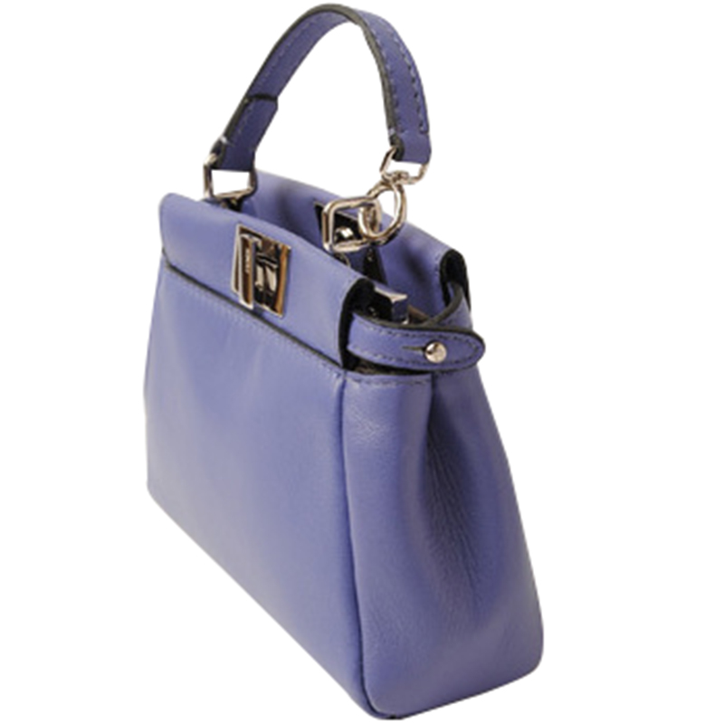 

Fendi Purple Selleria Leather Mini Peekaboo Top Handle Bag