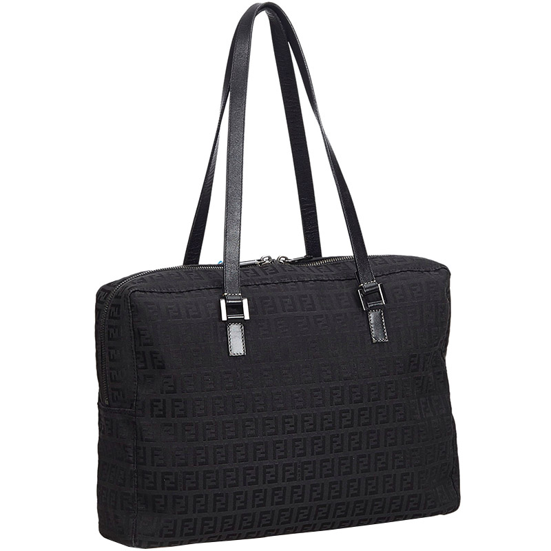 

Fendi Black Zucchino Canvas Jacquard Shoulder Bag