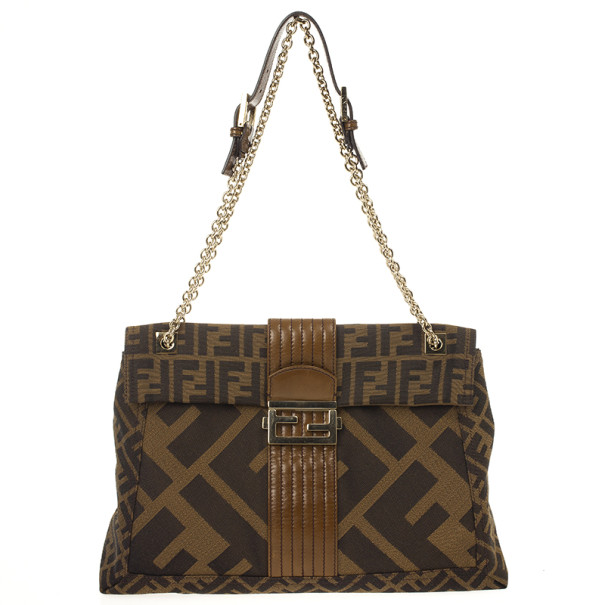 Fendi Maxi Borsa Zucca Baguette Shoulder Bag
