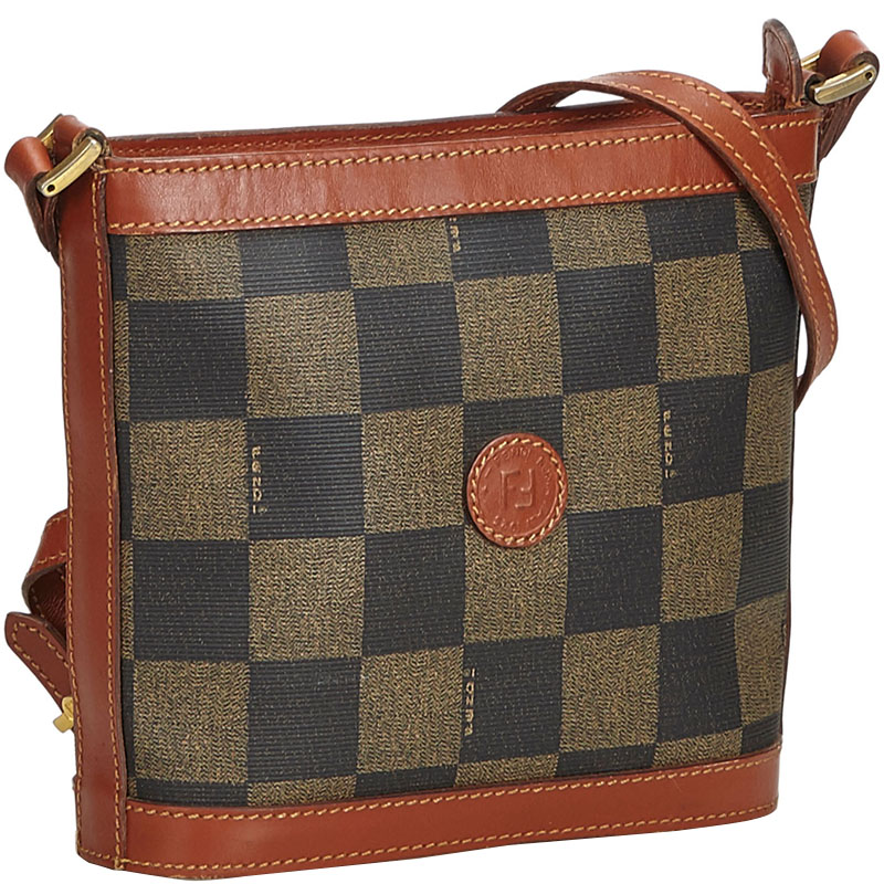 

Fendi Brown Pequin PVC Crossbody Bag
