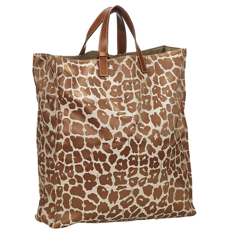 

Fendi Leopard Print Canvas Tote, Brown