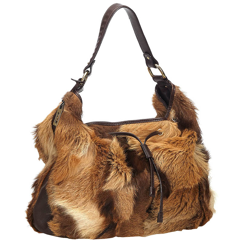 

Fendi Brown Fur Drawstring Shoulder Bag