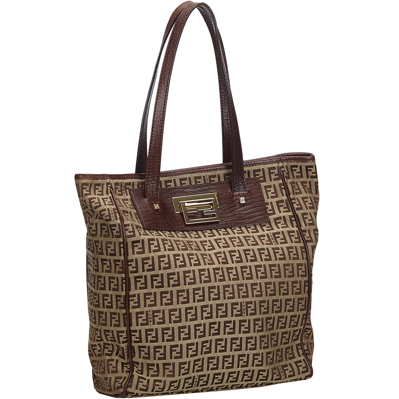 

Fendi Brown Zucchino Canvas Tote Bag