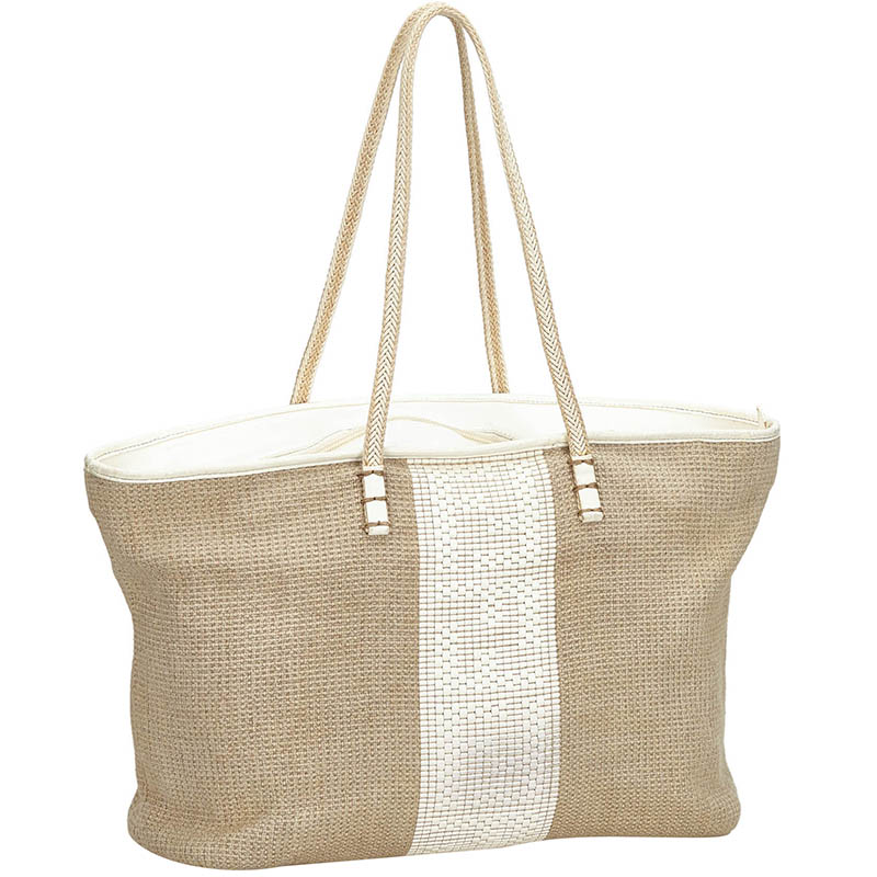 

Fendi Light Brown Striped Hemp Tote