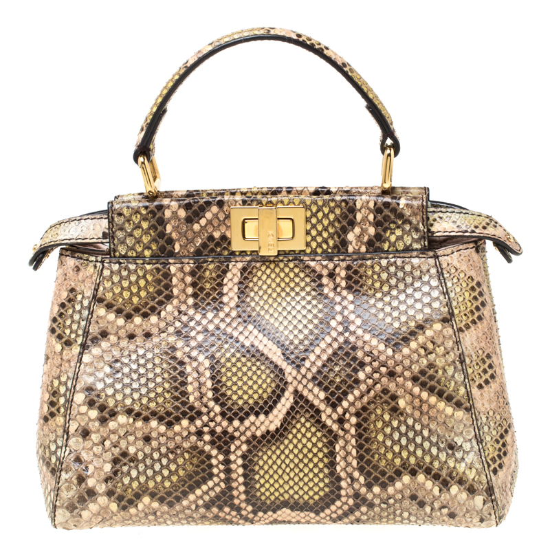 Fendi Multicolor Python Leather Mini Peekaboo Top Handle Bag Fendi | TLC