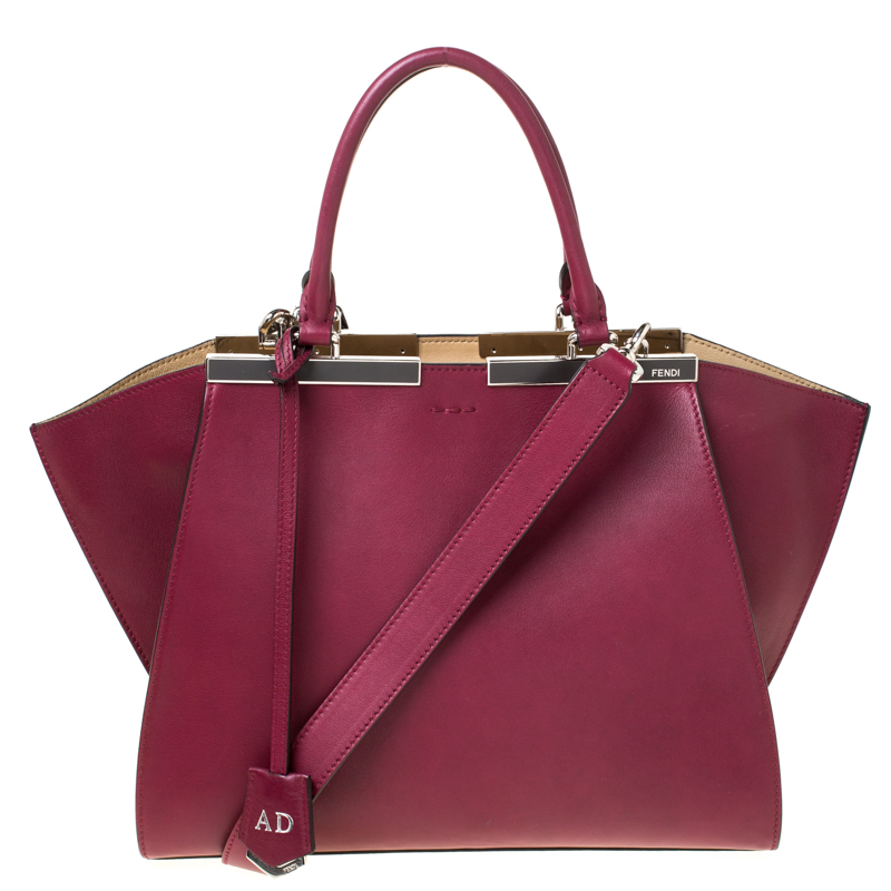 Pre Owned Fendi Burgundy Leather 3 Jours Tote