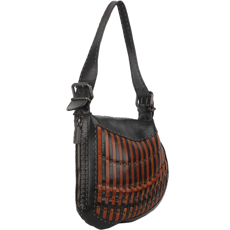 

Fendi Black/Brown Leather Oyster Hobo Bag