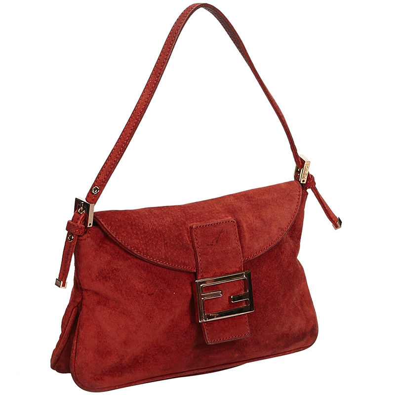 

Fendi Red Suede Mamma Baguette