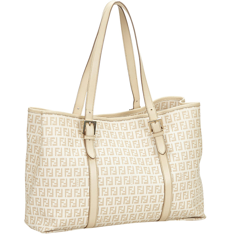 

Fendi White Zucchino Canvas Tote Bag