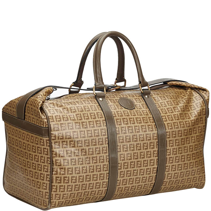 

Fendi Brown Zucchino Coated Canvas Duffle Bag