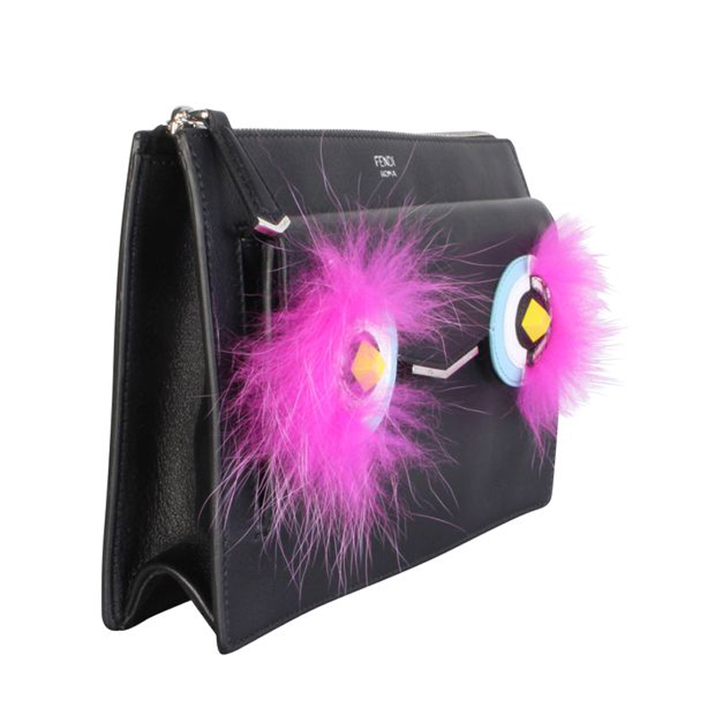 

Fendi Black Leather Bird Eyes Clutch