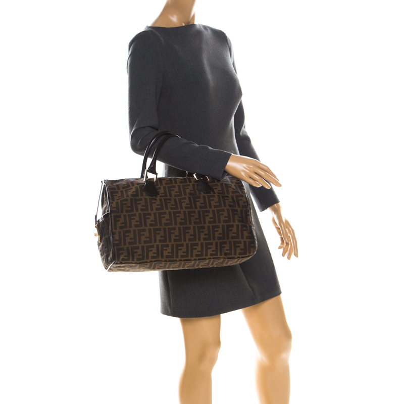 

Fendi Tobacco Zucca Canvas Large Boston Bag, Brown