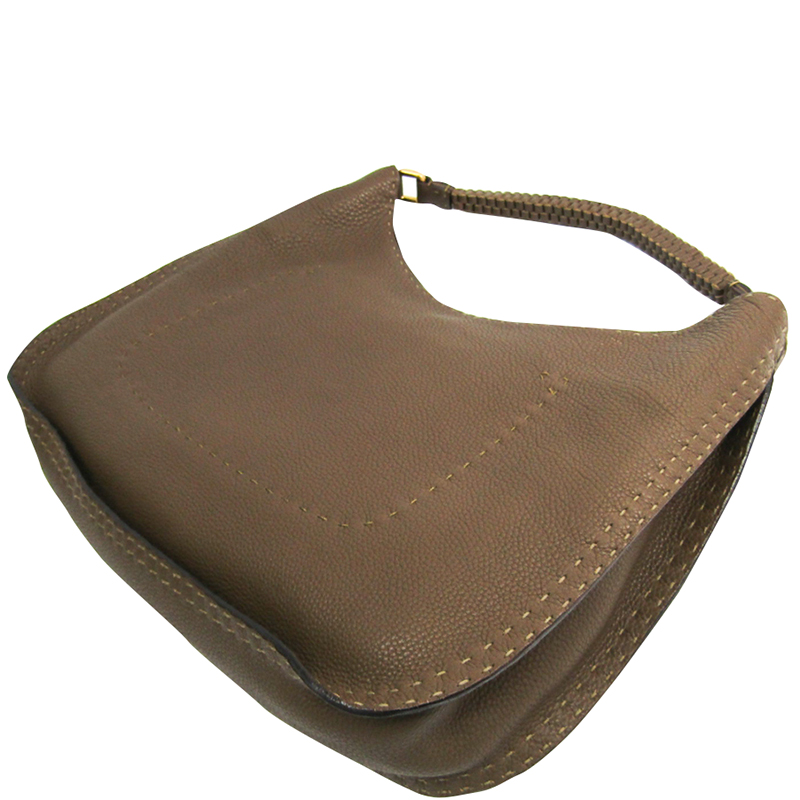 

Fendi Brown Leather Selleria Hobo Bag