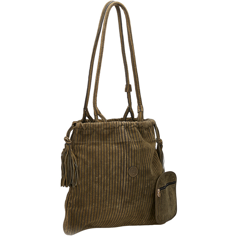 

Fendi Brown Suede Pequin Shoulder Bag