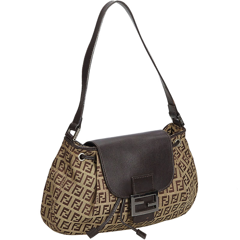 

Fendi Brown/Beige Zucchino Canvas Jacquard Shoulder Bag