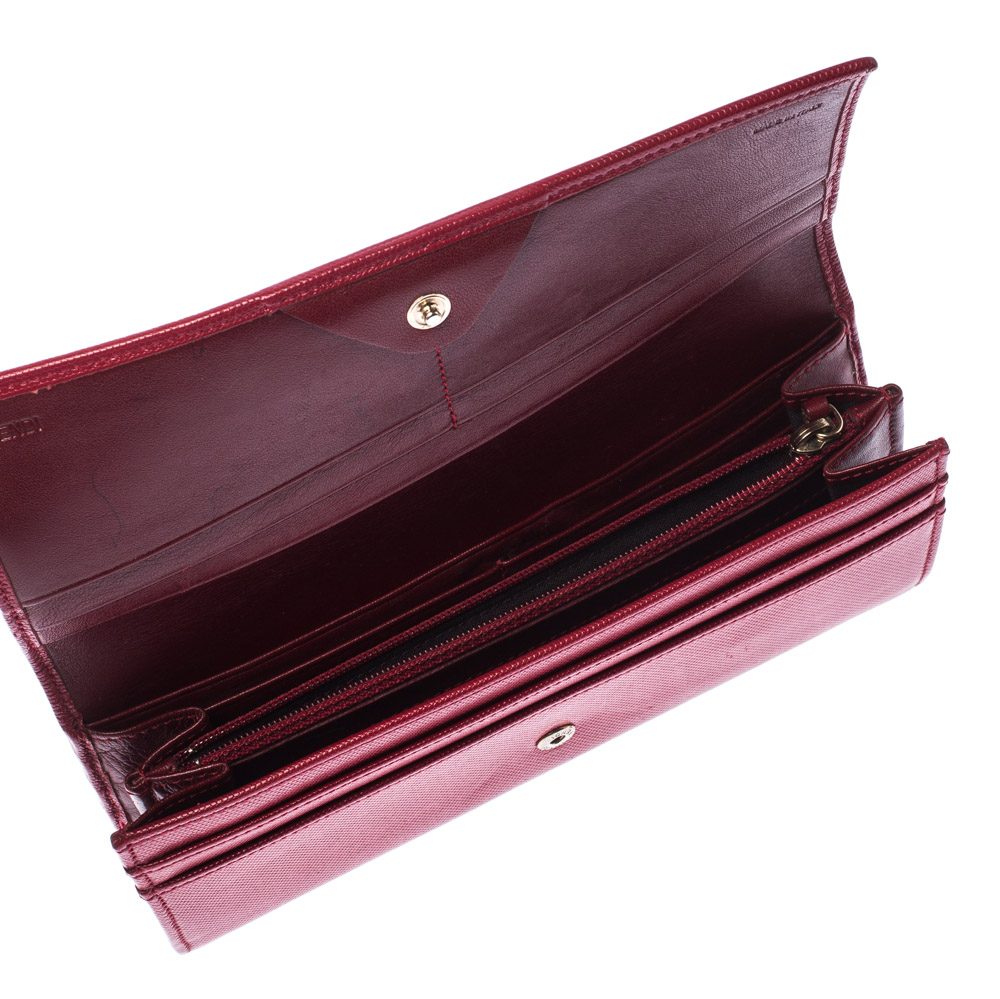 

Fendi Red Leather Flap Continental Wallet