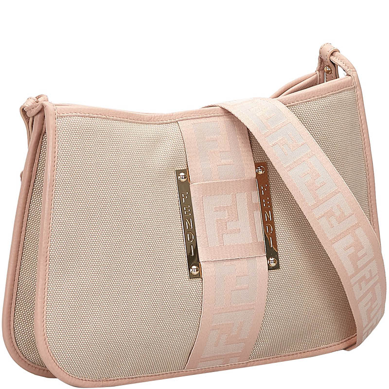 

Fendi Light Pink Canvas Crossbody Bag