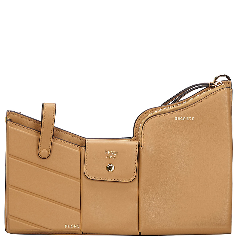 Pre-owned Fendi Brown Leather 3 Pockets Mini Crossbody Bag