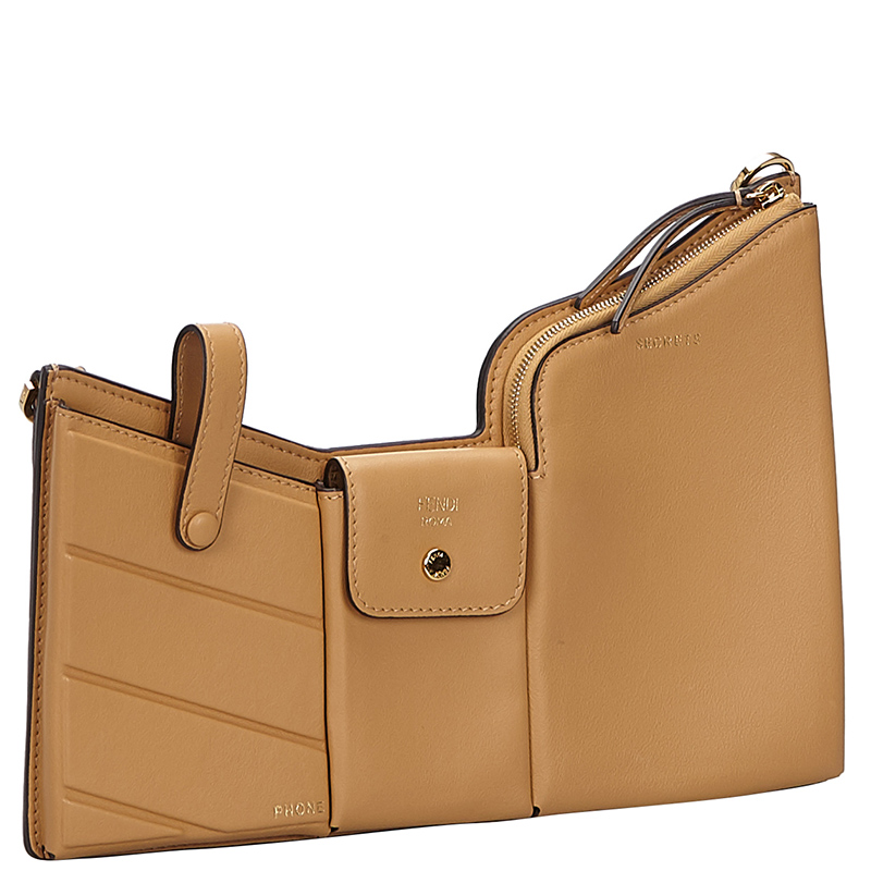 

Fendi Brown Leather 3 Pockets Mini Crossbody Bag