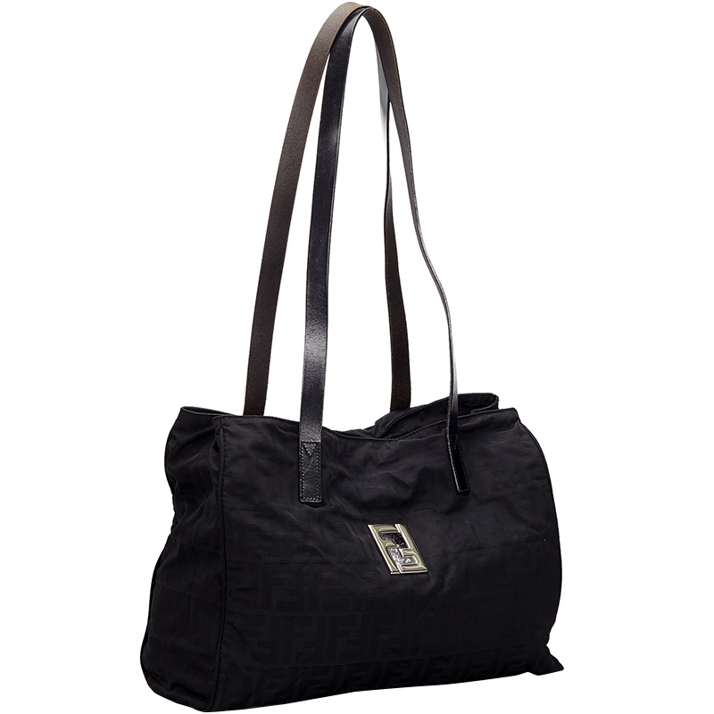 

Fendi Black Zucca Canvas Nylon Tote Bag