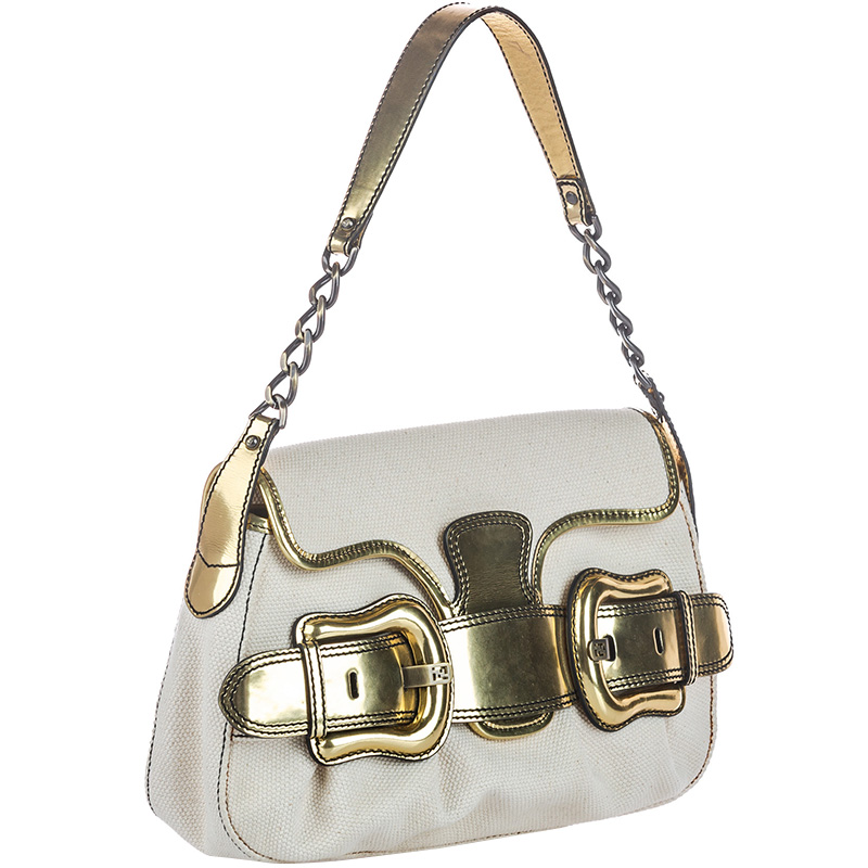 

Fendi White Canvas B. Bag