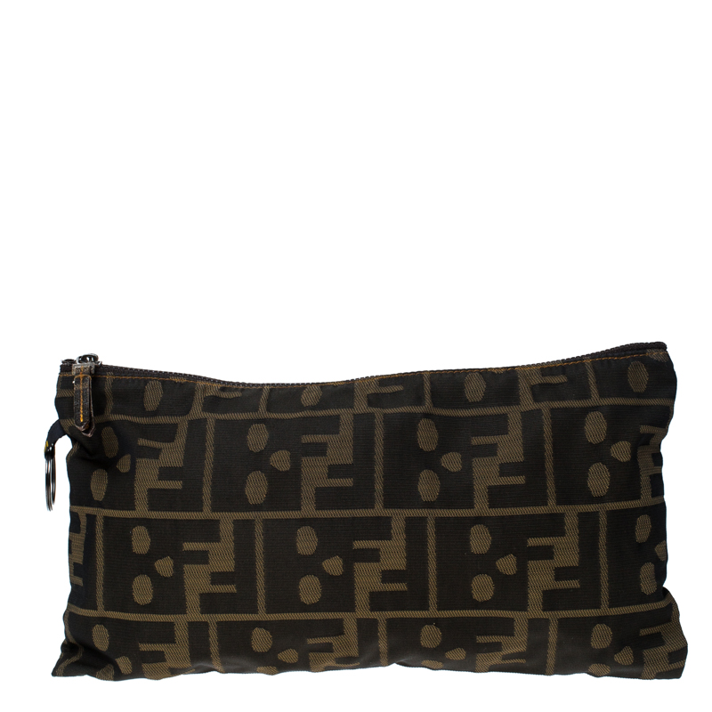 Fendi Tobacco Zucca Canvas Pouch