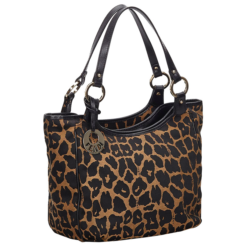 

Fendi Brown/Black Canvas Leopard Print Bag