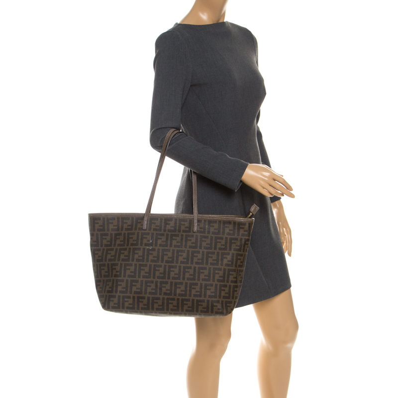 

Fendi Brown Zucca Coated Canvas Roll Tote