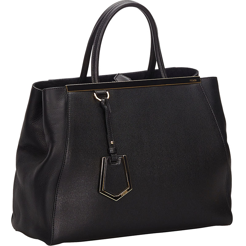 

Fendi Black Saffiano Leather Medium 2Jours Top Handle Bag