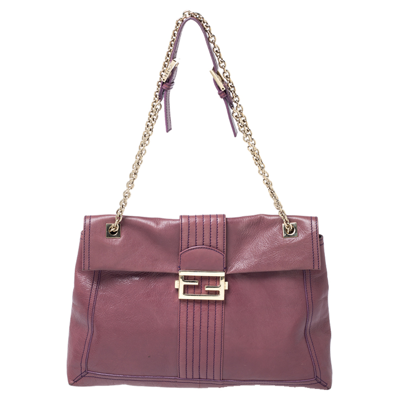 Fendi Purple Leather Maxi Baguette Flap Shoulder Bag Fendi | TLC