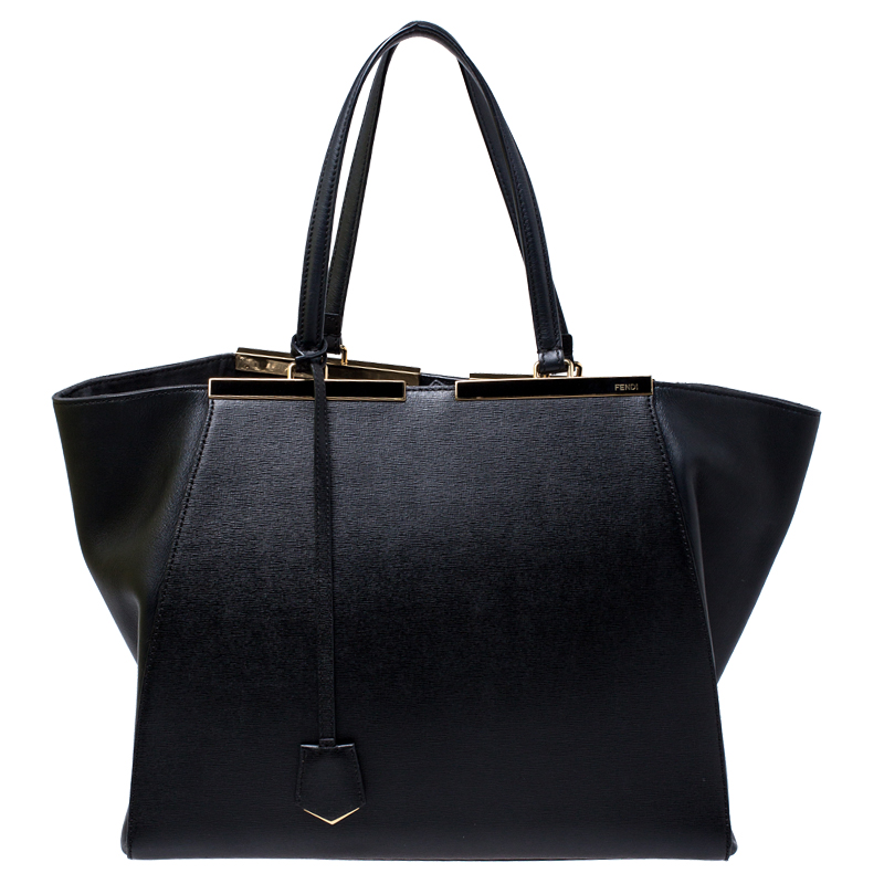 Pre Owned Fendi Black Leather Large 3Jours Tote