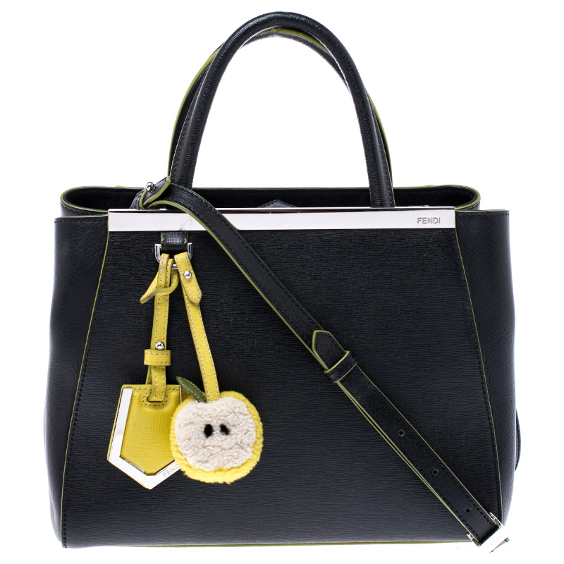 Pre Owned Fendi Black/Green Leather Mini 2Jours Tote