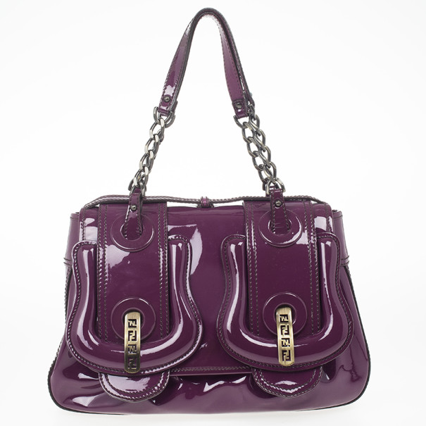 مملوكة مسبقًا Fendi Purple Patent Leather B Bag