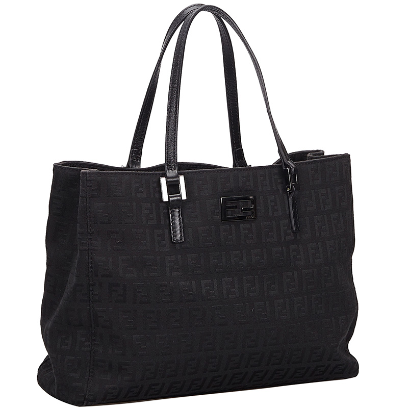 

Fendi Black Zucchino Canvas Tote Bag