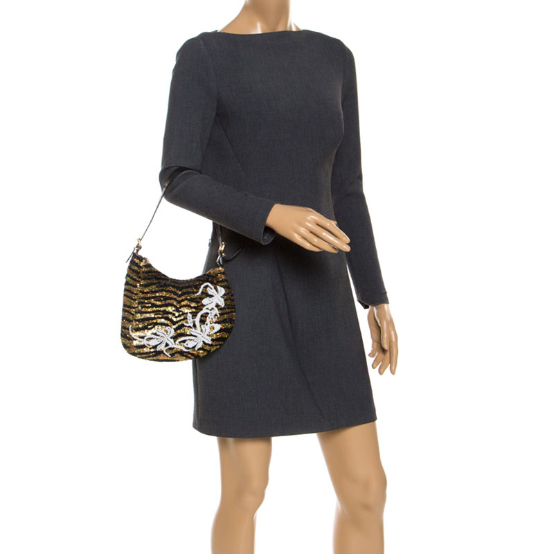 

Fendi Black/Gold Sequin and Beaded Shoulder Bag