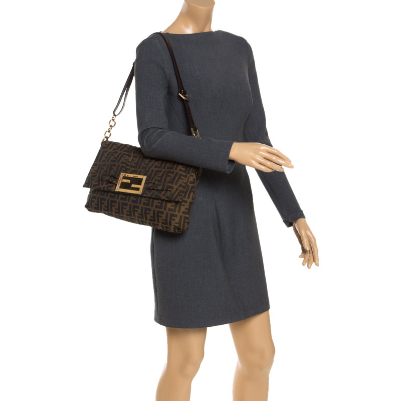 

Fendi Tobacco Zucca Canvas Mia Flap Bag, Brown