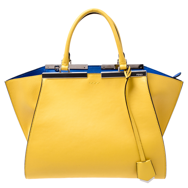 Pre Owned Fendi Yellow Leather Small 3Jours Tote