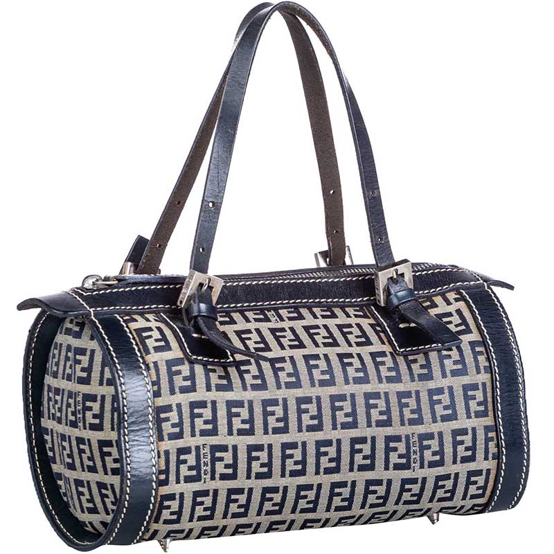 

Fendi Gray Zucchino Canvas Tote, Blue