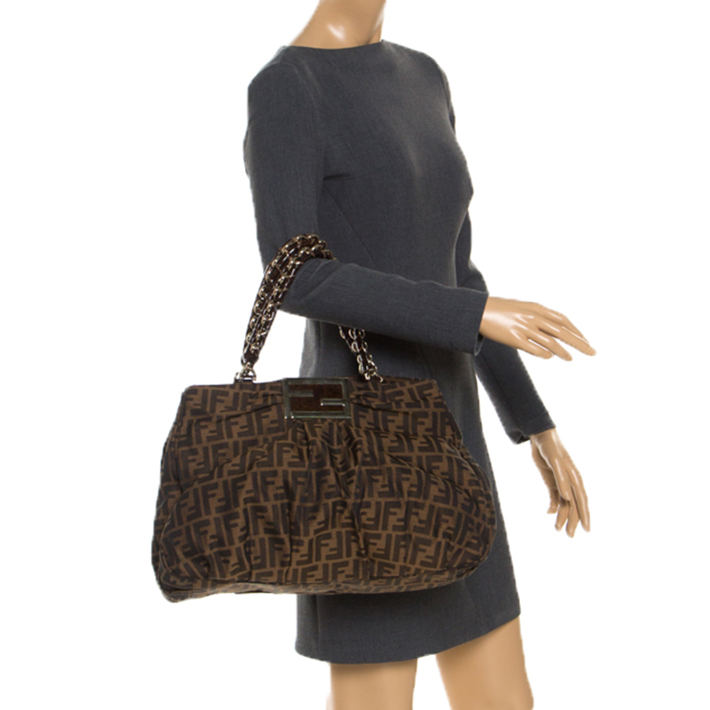 

Fendi Tobacco Zucca Canvas Large Mia Tote, Brown
