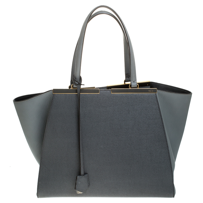 Pre Owned Fendi Grey Leather 3Jours Tote