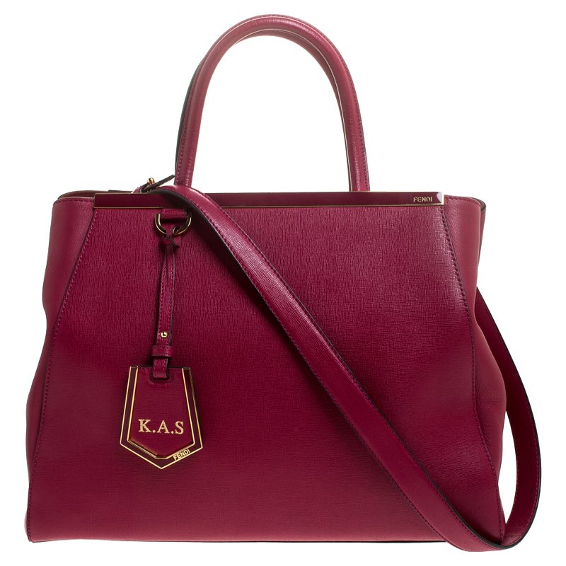 Pre Owned Fendi Burgundy Leather Medium 2Jours Tote