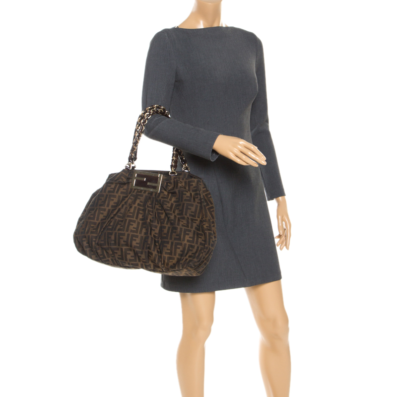 

Fendi Tobacco Zucca Canvas Mia Tote, Brown