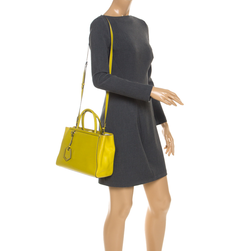

Fendi Yellow Leather Mini 2Jours Tote
