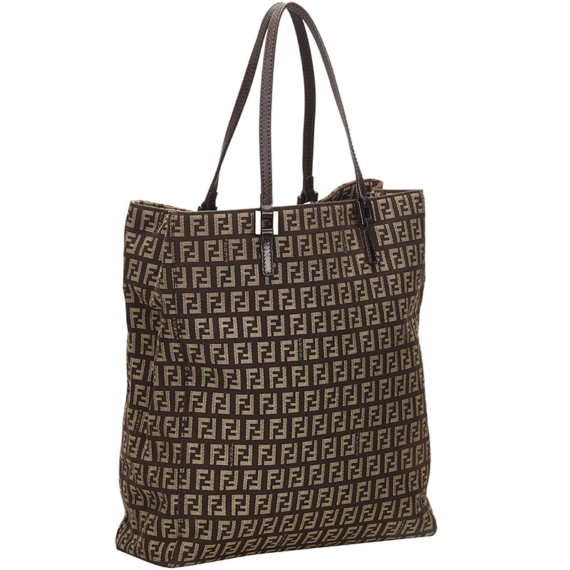 

Fendi Brown Zucchino Canvas Tote Bag