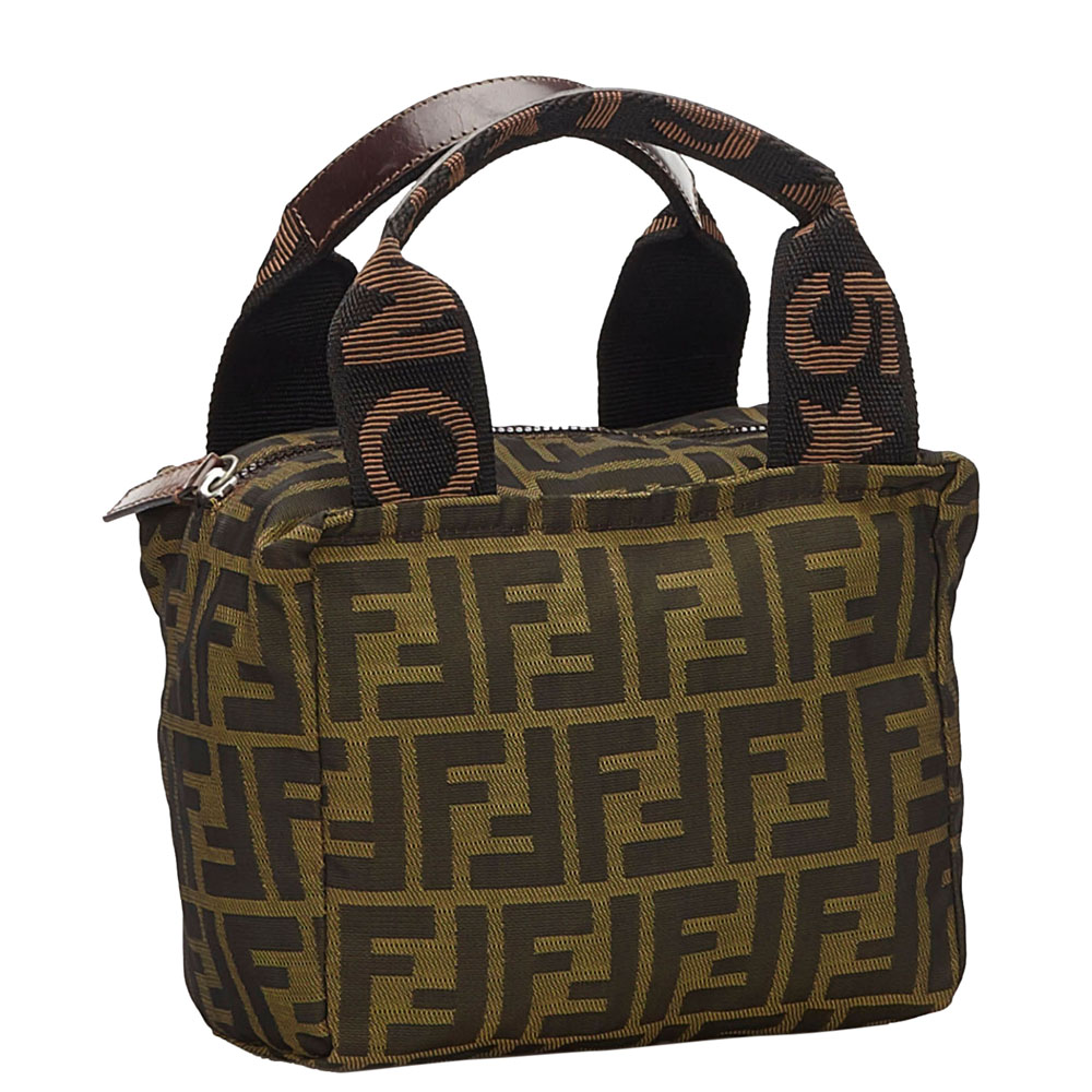 

Fendi Brown Zucca Canvas Top Handle Bag